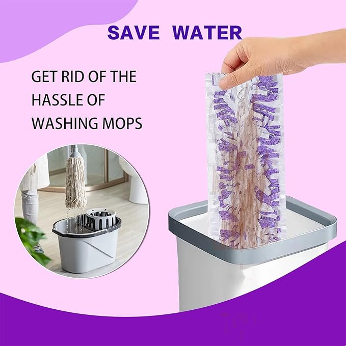Disposable Mopping Pad Refills for PowerMop Multi-Surface Mop and PowerMop Wood Mop, Spray Clean Pads Replacement (Purple -30)