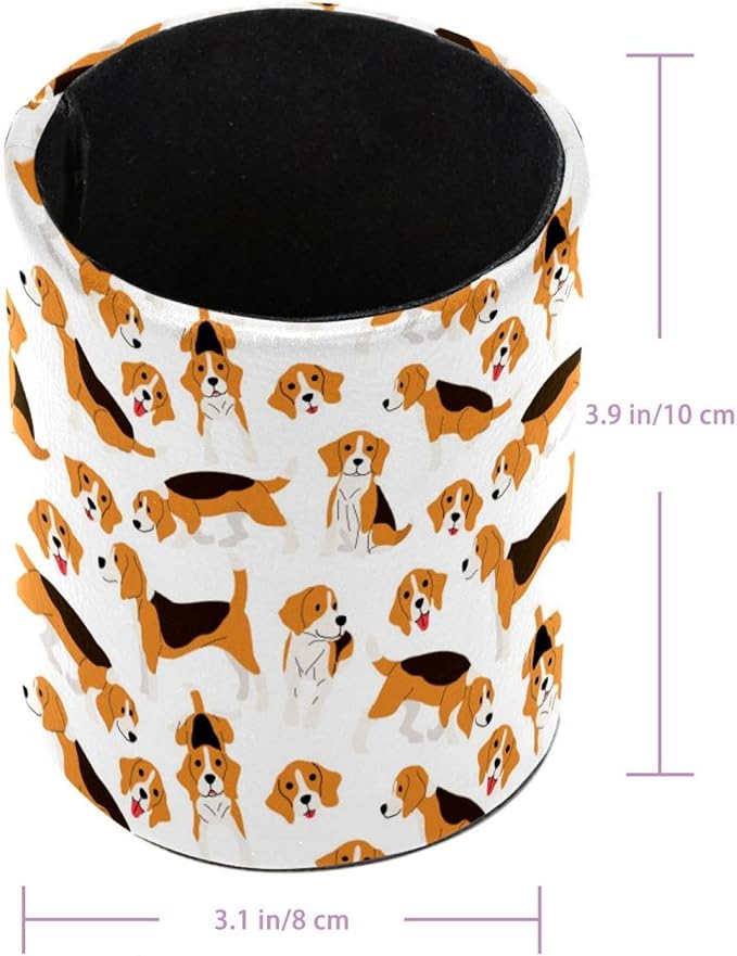 Beagle Dog Action Pencil Box, Multiple-Use Desk Writing Stationary Organizer Pen Holder Cups Office School Supplies Storage
