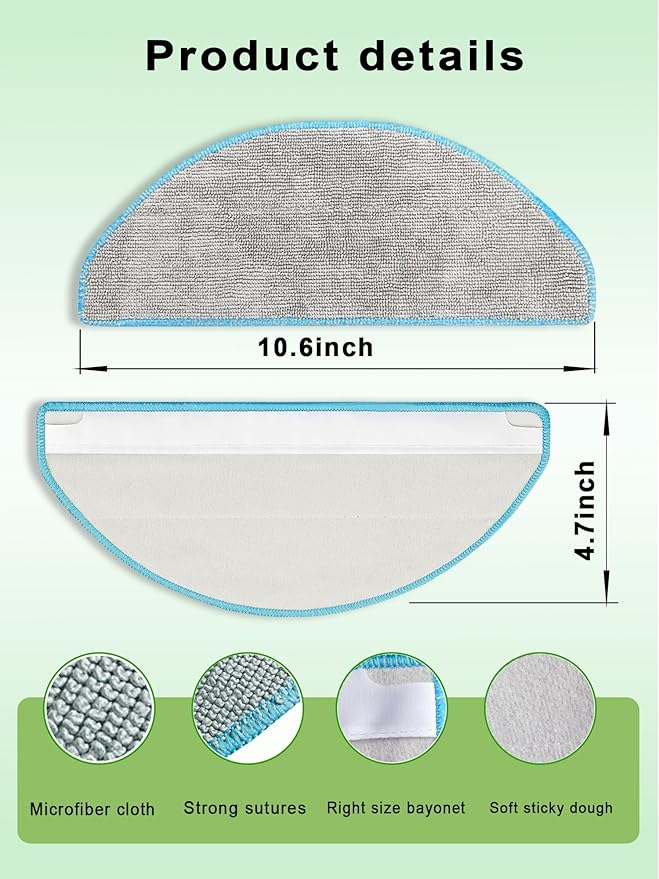 E-HAO Mop Pads Replacement Parts for iRobot Roomba Combo Essential 104, 105, Y0140, Y0110, Y0112, Combo Essential 2, Washable and Reusable Microfiber Cleaning Refill Accessories, 6-Pack