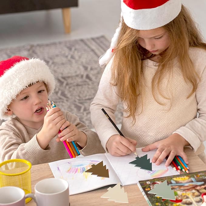 1200Pcs Christmas Sticky Notes Green Brown Xmas Tree Shaped Self Adhesive Notepads Removable Memo Pads for Home Office Classroom Supplies