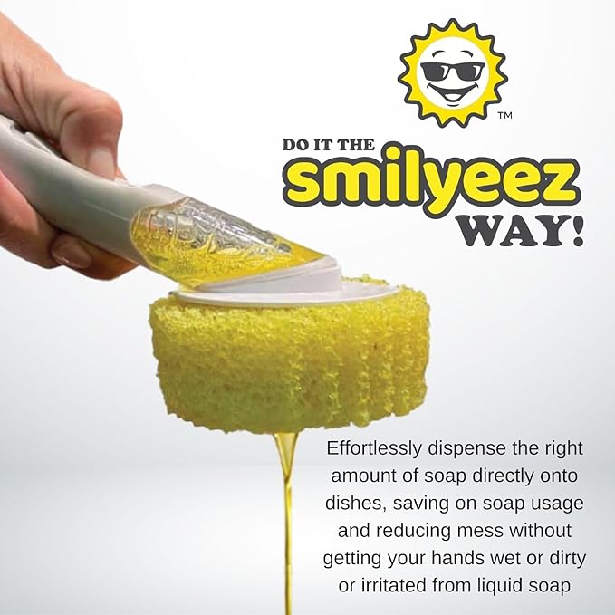 The Original Smiling Handle with Soap Dispensing for Scrub Daddy (Reg. TM) Sponge and Scrub Moji Sponge (Light Blue)
