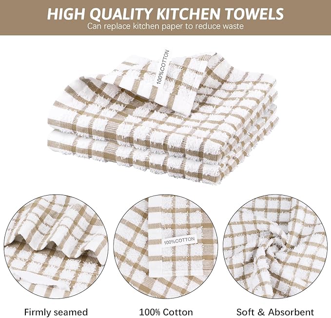 Nialnant 12PCS Dish Cloths,100% Cotton Soft Absorbent Cleaning Rags,Quick Drying Dish Towels for Kitchen,Washing Dishes-Little Yellow-12x12in