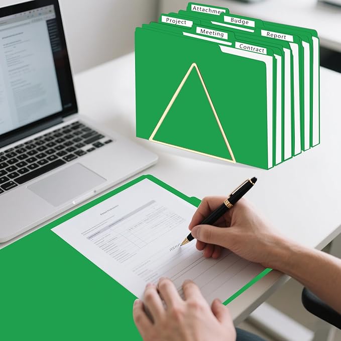 File Folder, HERKKA 30 Pack 1/3 Cut Tab File Folders, File Folders Great for Organizing and Filing, Letter Size, Green