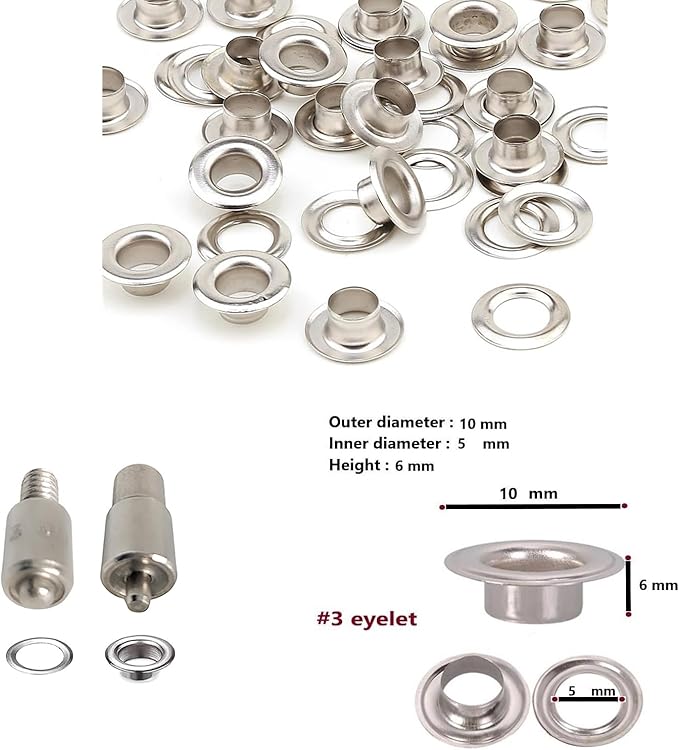 Hand Press with Brass 14 mm and 17 mm Jean Buttons Nipple Rivets 5mm (Nr3) Eyelets 7 and 9 mm Single Capped Rivets Matching Dies and Hole Punch (Green Press)