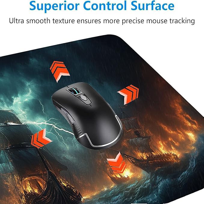Pirate Ships Desk Pad Mouse Pad Ocean Lightning Dark Movie XL Mouse Pad Large Mousepad Extended Laptop Keyboard Mat Gaming Desk Pad Mouse Mat Office Computer Keyboard Laptop Home 31.5"x11.8"