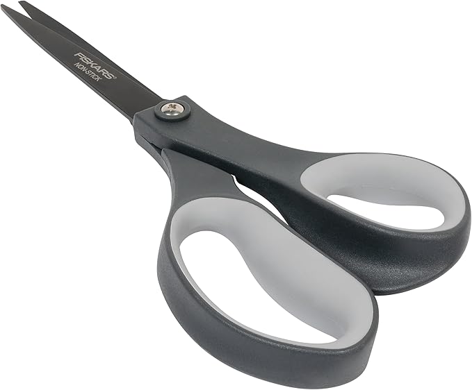 Fiskars 8" Comfort Grip Non-stick Titanium All Purpose Scissors - Stainless Steel Blades for Everyday Cutting Tasks - Home, Office, and Arts & Crafts - Gray