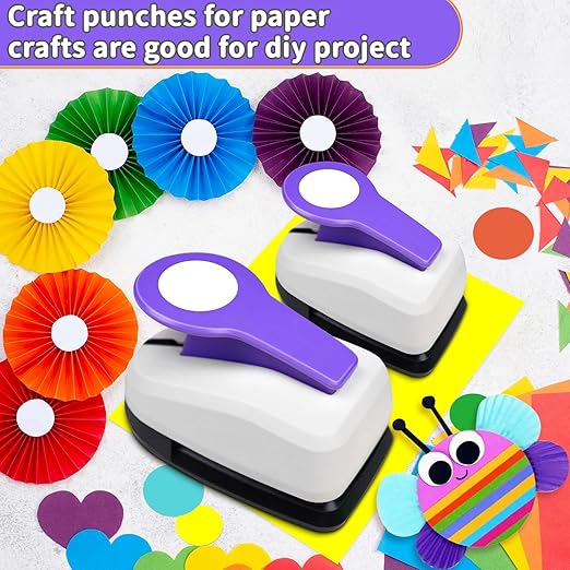 Circle Hole Punch Set for Scrapbooking, Craft Circle Hole Punch 2 Inch 1.5 Inch 1 Inch 5/8 Inch 3/8 Inch, Circle Paper Punchers for Card Making, Crafting DIY Albums Photos Office Supplies