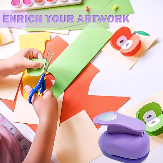 Circle Punch Paper Hole Puncher Set - 5PCS Round Paper Punches, Handmade Scrapbook Puncher for Paper Craft, Hole Punches for Cardstock,Gift Wrapping,Greeting Cards (2In/1.5In/1In/0.6In/0.3In)