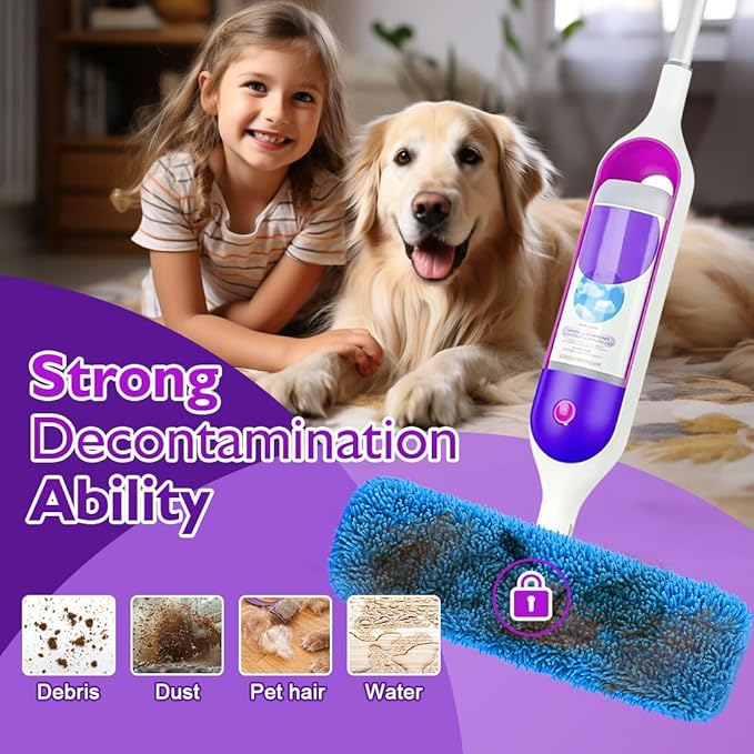 UNIMADE Reusable Mop Pads for Swiffer PowerMop, 8 Pack Microfiber Mop Pad Refill with Scrubber Strips for 13''-15'' SprayMop, Washable Mop Pads Use for Most Floor Types, Designed for Pets - Blue
