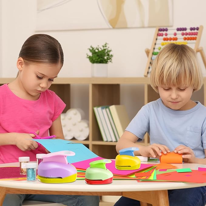 Chengu 3 Pack Craft Hole Punch 2,1 and 5/8 Inch Punch Paper Punchers with 10 Pcs Sticker, Cutter for Card Making Scrapbook DIY Albums Photos Office Supplies(Square)