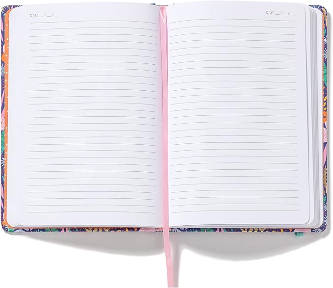 High Note Non-Dated Journal Notebook, 6" x 8.5" Lined Softcover Notebook with Gold Foil Accents, 183 Pages, Elastic Band and Ribbon Bookmark