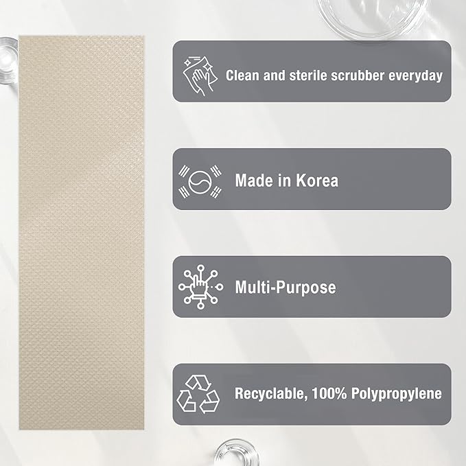 Daily Dish Scrubber Sheet Non-Scratch Household Disposable Cleaning Sponges | Recyclable, Eco-Friendly & Perfect for Kitchen, Home Cleaning and Outdoor Use (2, Beige)
