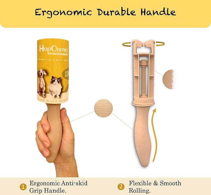 HapChron Lint Rollers for Pet Hair Extra Sticky [400 Sheets/2 Handles], Lint Remover Go Beyond Animal Fur, Dust and Other Dirt, Dog & Cat Hair Remover Rollers for Clothes, Furniture, Carpet, Car etc