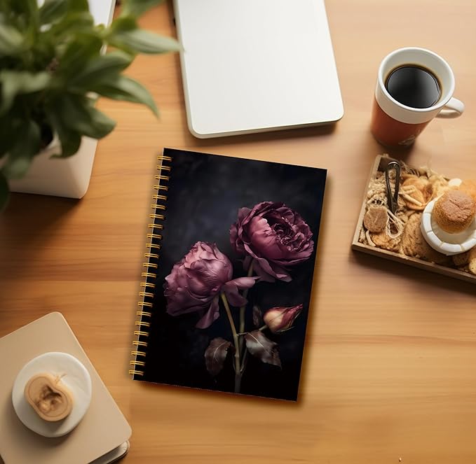 Dark Academia Rose Notebook for Women - Gothic Goth Floral Journal, Witchy Journal Notebook, Witch Stuff, Gothic Office Supplies, Halloween Notebook, Spiral Notebook 5.5x8.3
