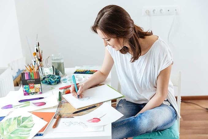 ARTEZA Gel Pens Colored Set of 20, Retractable Pens Assorted Colors for Writing in a Notebook, Journal, Planner