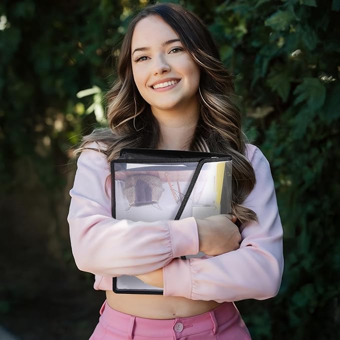 10-Pack Plastic File Folders Expanding Document Organizer with Snap Closure, Waterproof Transparent Pouch for Standard Letter Size Papers, Envelope Wallet with Card Slot & Durable PP Material