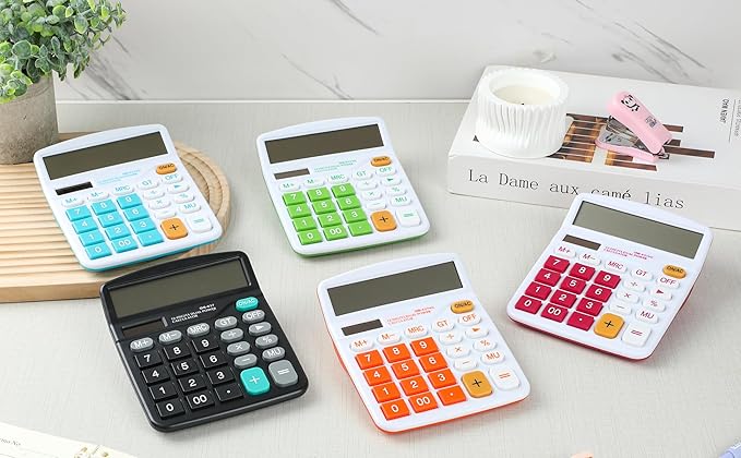 Meichoon Calculator Large Display Desktop Solar Battery Dual Power 12 Digit Financial Dedicated Standard Function Business Calculator Multifunctional KA08 Blue