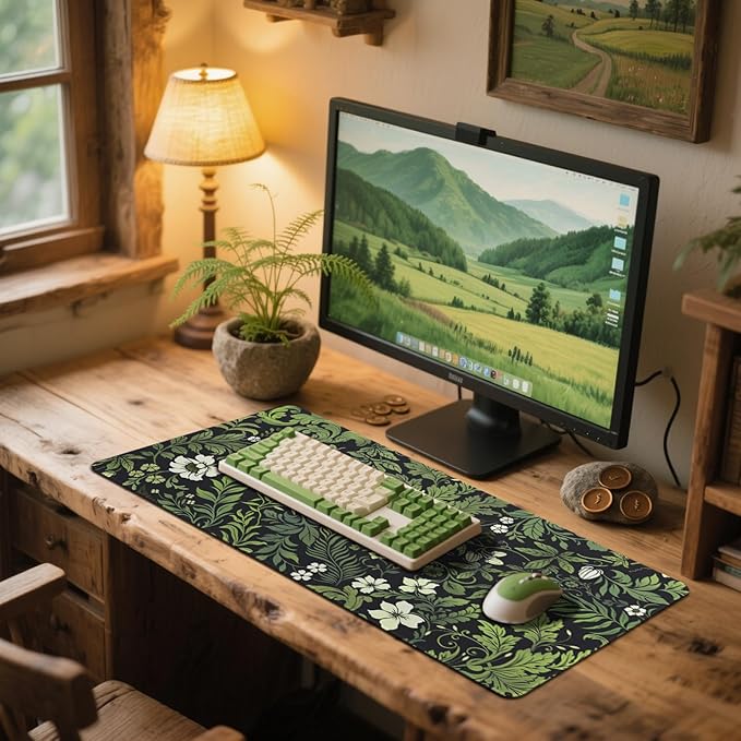 Vimorco Large Gaming Desk Pad, Waterproof Mouse Mat with Seamed Edges, Non-Slip Rubber Base Keyboard Desk Pad, Computer Mat Mousepad, Big XL Mouse pad 31.5“x15.7 (Vintage Flowers)