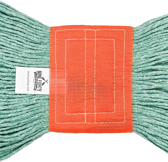 Nine Forty 2-Pack Industrial and Commercial-Grade Looped End Wet Mop Head Refill - Heavy Duty 20 Inch 4-Ply Premium Synthetic Yarn - for Optimal Absorption and Durability - Green (2 Pack, Large)