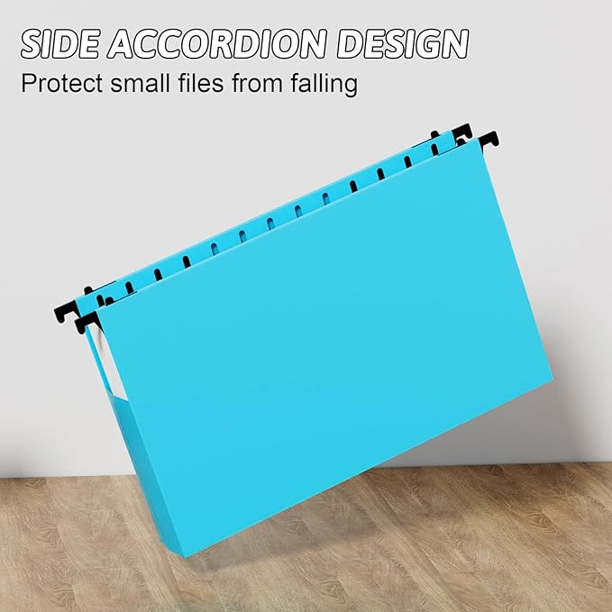 Plastic Extra Capacity Legal Size Hanging File Folders,12 Pack Reinforced Legal Hanging Folders Expandable,Heavy Duty 2 Inch Expansion with Tabs,Filing Cabinet Folders for Bulky Files-Colorful