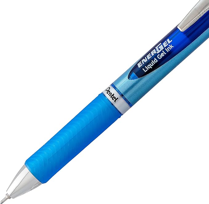 Pentel EnerGel RTX Retractable Premium Liquid Gel Pen, (0.7mm) Needle Tip, Ultra Smooth, Medium Line, Blue Ink 10 Pack