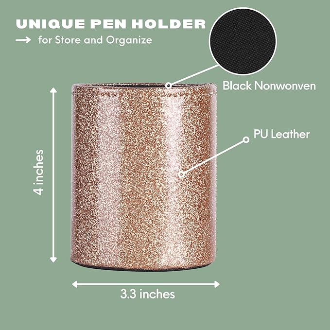 Pen Organizer, PU Leather Pencil Cups for Desk for Cosmetics Office Supplies,Make Up Brush Holder Organizer PH109