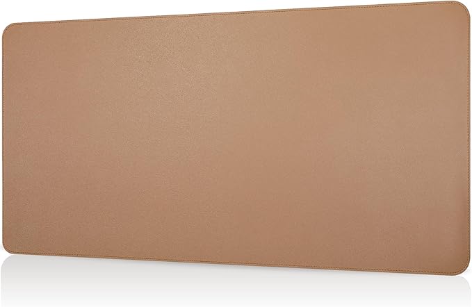 Dual-Sided Desk Pad, Large Mouse Pad, Natural Cork & PU Leather Non-Slip Waterproof Desk Mat for Office and Home (Khaki, 31.5" x 15.7")
