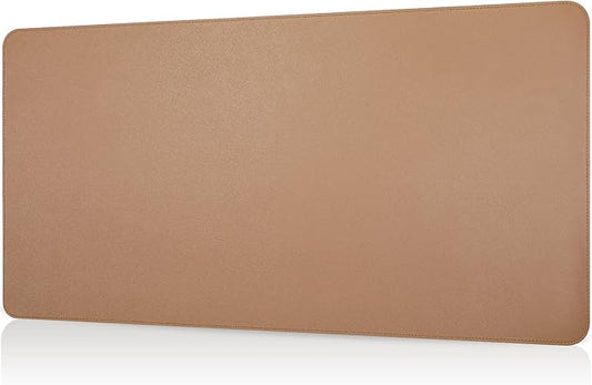 Dual-Sided Desk Pad, Large Mouse Pad, Natural Cork & PU Leather Non-Slip Waterproof Desk Mat for Office and Home (Khaki, 31.5" x 15.7")