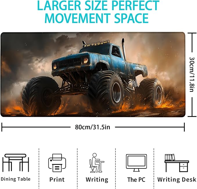 Gaming Mouse Pad, Car Truck Mouse Pad, Desk Mat, Non-Slip Rubber Base MousePads for Computers Laptop Office School Home Accessories Decor 31.5" x 11.8"