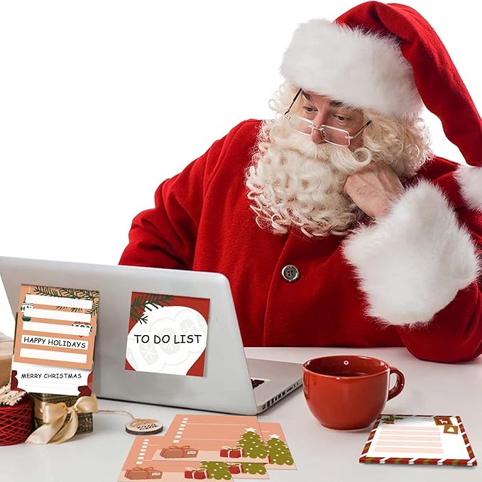 9 Pieces Christmas Sticky Note Christmas Candy Note Pads 450 Pieces of Christmas Santa Claus Notepad Self Adhesive Notebook Removable Memo Pads, 50 Sheets Each for Christmas School Office Home Present