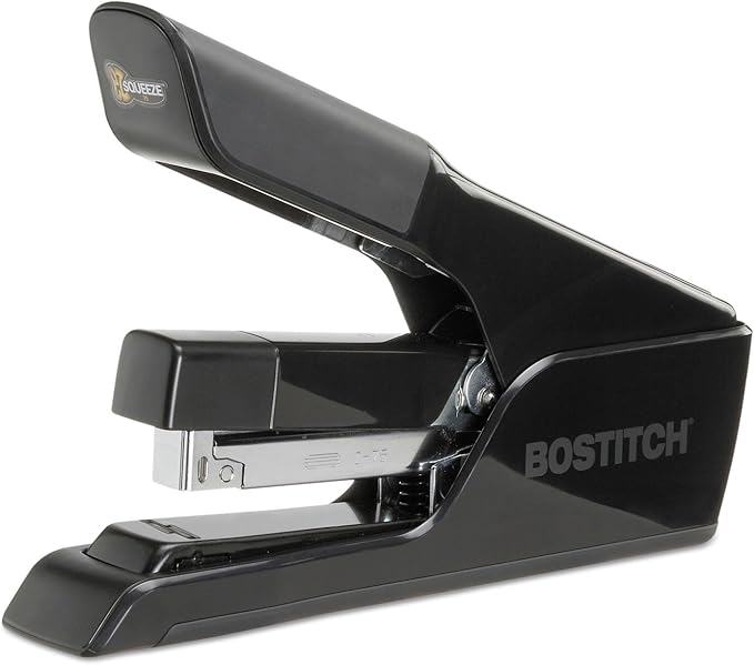 Bostitch Office EZ Squeeze 75 Sheet Flat Clinch Stapler, Reduced Effort, Black (B875)