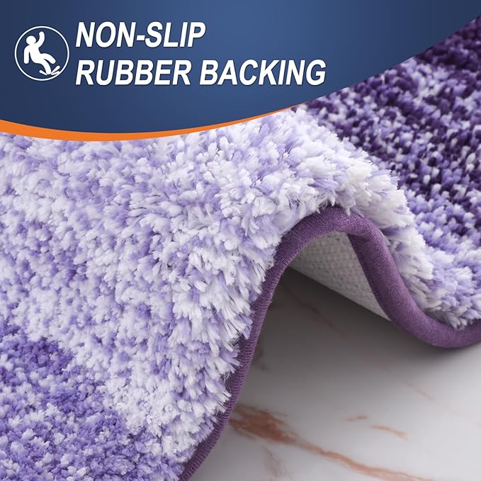 OLANLY Bathroom Runner Rugs 47x24, Extra Soft Absorbent Microfiber Bath Rugs, Rubber Backing, Quick Dry, Machine Washable Bath Mats for Bathroom Floor, Tub and Shower, Home Decor Accessories, Violet