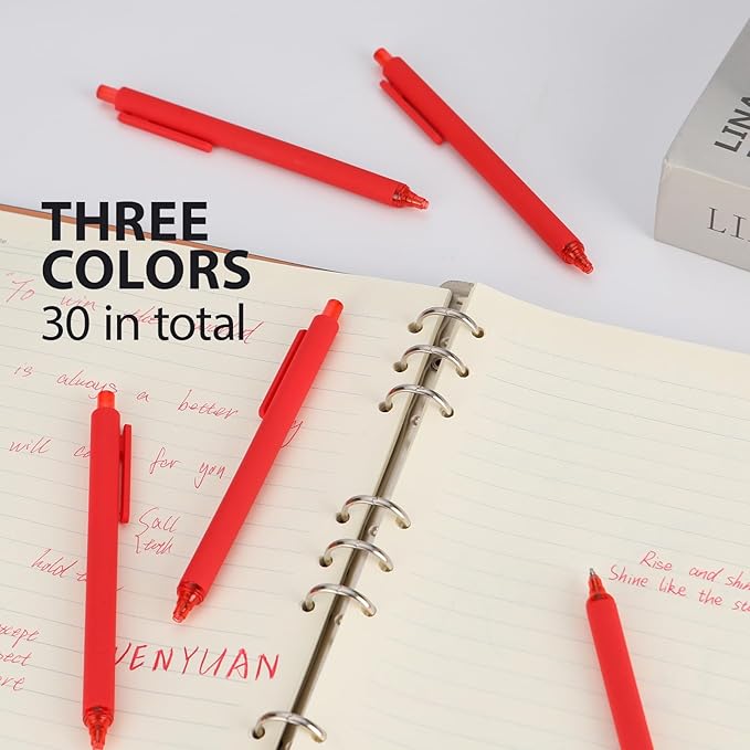 WY WENYUAN Pens Bulk, 30-Pack Red Ballpoint Pens (1.0mm Medium Point) - Smooth Writing No-Smear Click-Type Bulk Pens for School,Corporate,Journals