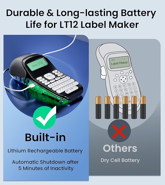 Bluetooth Label Maker Machine with-Tape, Label Maker with Keyboard Multiple Fonts & Icons, LT12 Rechargeable Labeler Portable Handheld Label Makers Waterproof-Labels for Home Kitchen Office School