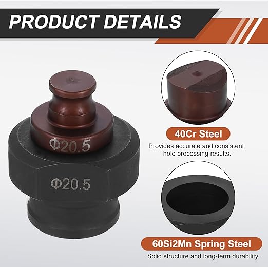 HARFINGTON Hydraulic Hole Punch Die 20.5mm Round Hole 40Cr Steel Electric Punching Kit for MHP-20 JP-20 Electric Punching Machine, Burgundy & Black