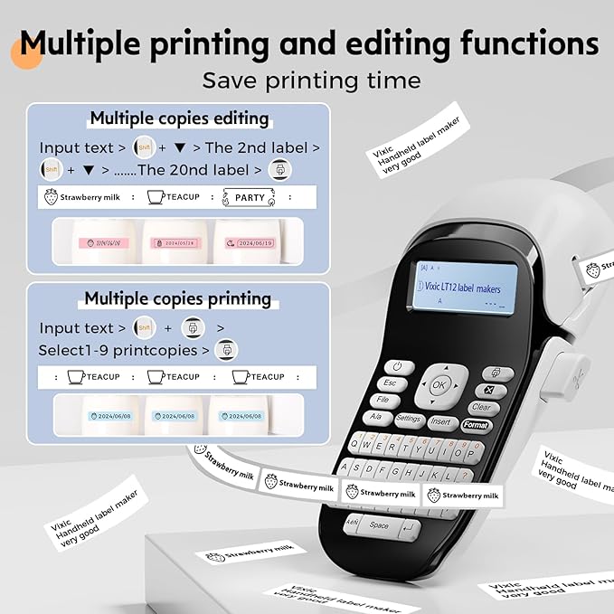 Label Maker Machine with Tapes, Bluetooth Label Makers with Backlight, Label Maker Waterproof-Labels, LT12 Portable Handheld Labeler Multiple Fonts, Rechargeable Label Machine for Home Office School