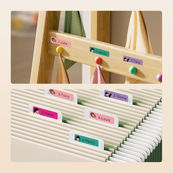 NIIMBOT D11 Label Maker Tape D110 Cute Label Paper, Self-Adhesive Labeling Tape Replacement 0.55" X 1.97" (14 X 50mm) Thermal Label Tape for School Home Office, 125 Labels/Roll, Newtro Color