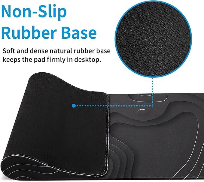 Large Anime Gaming Mouse Pad Black Solid Geometry Desk Pad Computer Keyboard Mat Non-Slip Rubber Base Office Decor Waterproof Mouse Mat