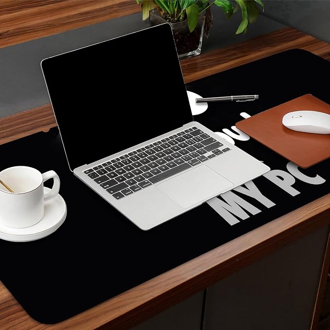 Large Gaming Mouse Pad – 31.5" x 11.8" Extended Desk Mat with Don't Touch My PC Angry Cartoon Design – Funny Non-Slip Mousepad for Gamers & Office Use