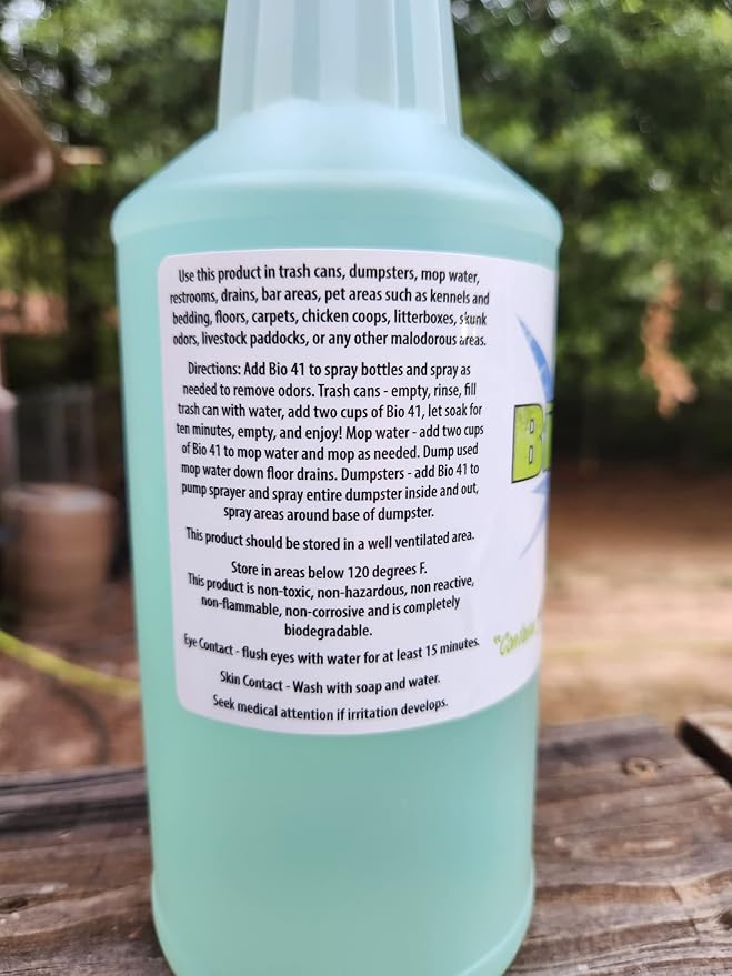 Bio 41 Odor Eliminator, Molecular Technology Since 2005 - Commercial, Industrial, Strong Pet & Urine Odor Remover, Trash Can Deodorizer 32 Oz Sprayer