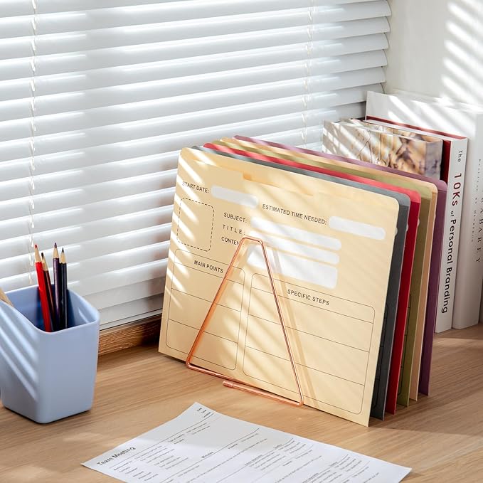 Y YOMA 6 Pack File Folder Jackets Letter Size Paper Pocket File Folder with Reinforced Straight-Cut Tab Pre-Printed Job Folders No Expansion Organizer for Office, Assorted Colors, Project Design