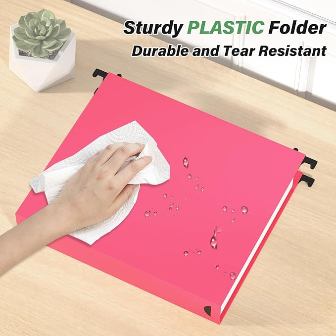 Ansook Extra Capacity Plastic Hanging File Folder,12 Pack Reinforced Hang Folders,Heavy Duty 2 Inch Expansion,Filing Cabinet Folders,Letter Size,for Bulk Files, Medical Charts,Assorted Colors