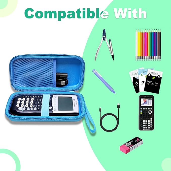 Calculator Case Compatible with Texas Instruments TI-84 Plus CE/TI-84 Plus/TI-Nspire CX II CAS/TI-Nspire CX II/TI-83 Plus/TI-89 Titanium/TI-85 / TI-90 Color Graphing Calculator by XANAD (Wathet)
