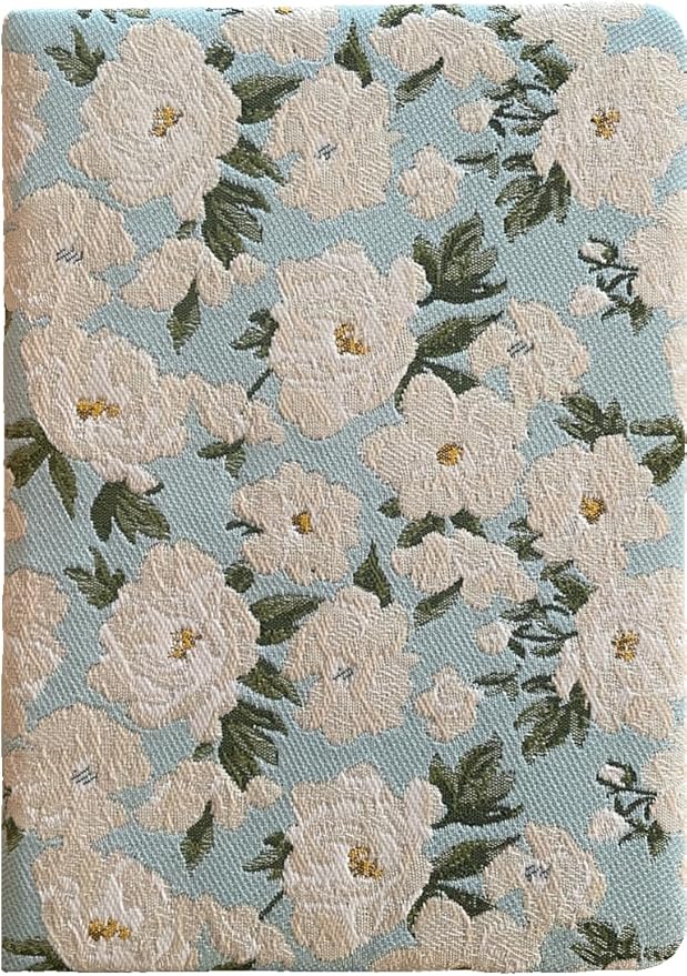 Small Journal for Women, Flower Notebook, B6, 5x7, Ruled Notebook & Blank Sketchbook, Embroidered Journal, Hardcover, Lay Flat, Note Taking Notebook, Cute Journal, White Gardenia