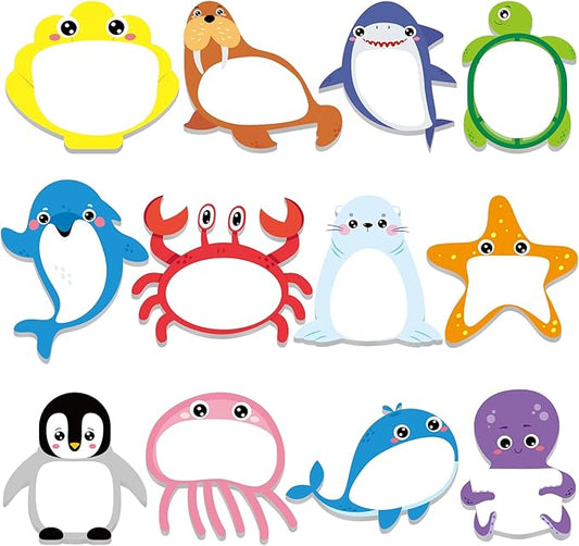 Yinder 24 Pads Cute Sticky Notes Kawaii Fun Animal Sticky Notes Pads Bulk Cartoon Memo Self Adhesive for Veterinary Gift Office School Tab Party Supplies(Ocean Animals)