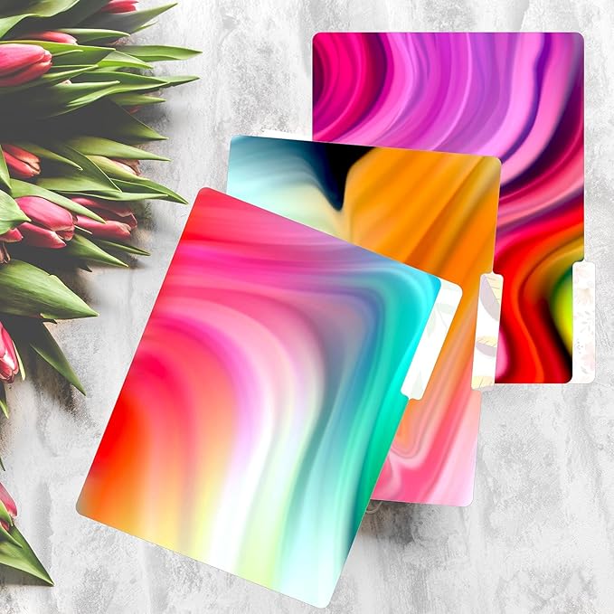 PARTH IMPEX 12 Pack Decorative File Folders, 1/3 Cut Tab with Assorted Positions, Letter Size Paper Holders (9.37” x 11.75”) Matte Finish Laminated for Office School Work - Gradient Colored Design