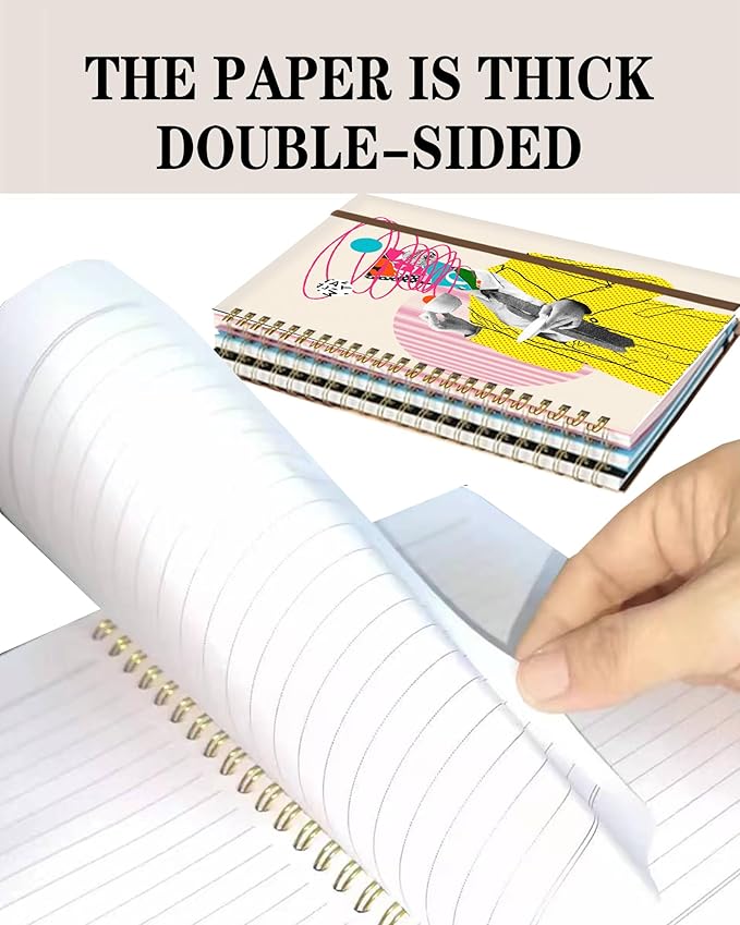 Spiral Journal Notebook, A5 Cute Notebooks for Women Men, College Ruled Hardcover Notebook for Work & Note Taking, 60 Pages Double-Wire Journals for Writing, Cute Thinker
