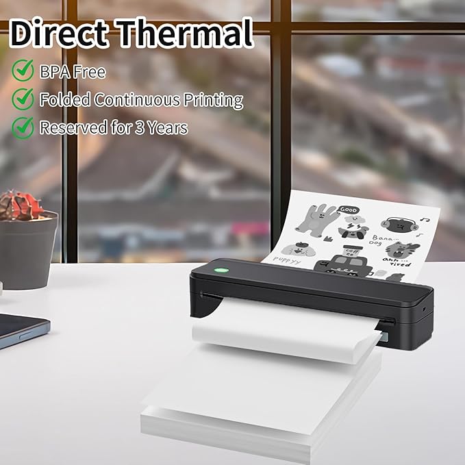 Continuous Thermal Printer Paper 8.5" x 11" US Letter Size - High-Efficiency Durable Printing for Home Work, Printing Contract, Compatible with Most Thermal Printers (100 Sheets/Continuous Folding)