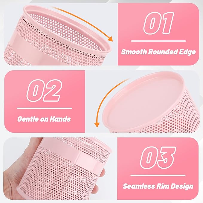 Segarty Pencil Holder, 6 Pack Pink Pen Holder for Desk, 3.9 x 4.2 inch Large Mesh Round Pen Cup Container Set Desktop Accessories Organizer for Office Supply, School Classroom, Makeup Brush