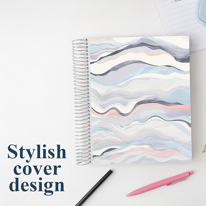 Erin Condren 7" X 9" Spiral Bound Productivity Notebook, Layers Neutral, Functional 160 Lined Page and 80Lb Thick Paper Spiral Notebook, Stickers Included